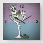 Schnauzer Martini Clock Vierkante Klok (Voorkant)