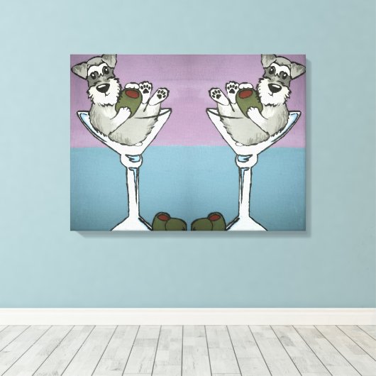 Schnauzer Martini Dubbel de Trouble Canvas Art (Insitu (Houten vloer))