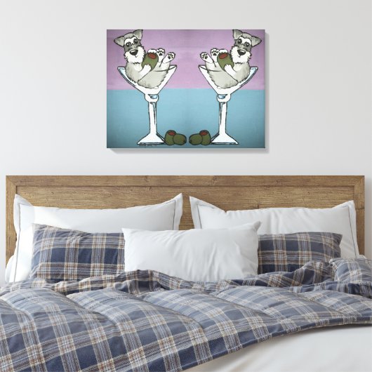 Schnauzer Martini Dubbel de Trouble Canvas Art (Insitu (Slaapkamer))
