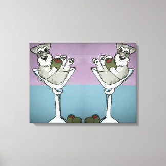 Schnauzer Martini Dubbel de Trouble Canvas Art Afdruk