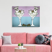 Schnauzer Martini Dubbel de Trouble Canvas Art Afdruk (Insitu (Woonkamer))