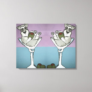 Schnauzer Martini verdubbelt de Trouble Canvas Art Afdruk