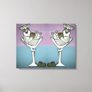 Schnauzer Martini verdubbelt de Trouble Canvas Art Afdruk