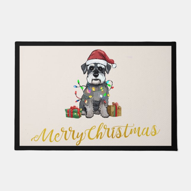 Schnauzer Merry Christmas Door Mat (Voorkant)