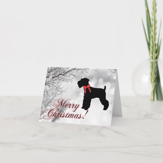 Schnauzer Merry Kerstmis Kaart (Voorkant)