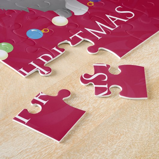 Schnauzer Merry-kerstontwerp Legpuzzel (Zijkant)