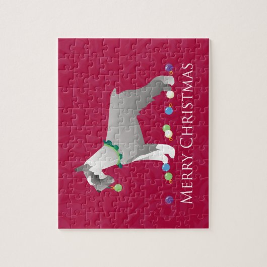 Schnauzer Merry-kerstontwerp Legpuzzel (Verticaal)