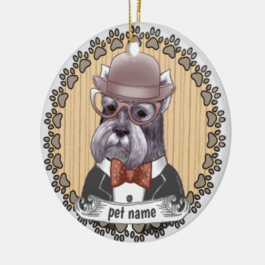 Schnauzer met bril keramisch ornament (Links)