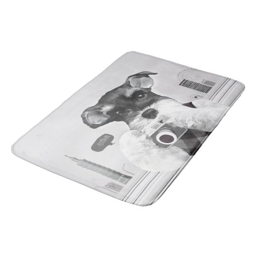 Schnauzer met camera badmat (Gekanteld)