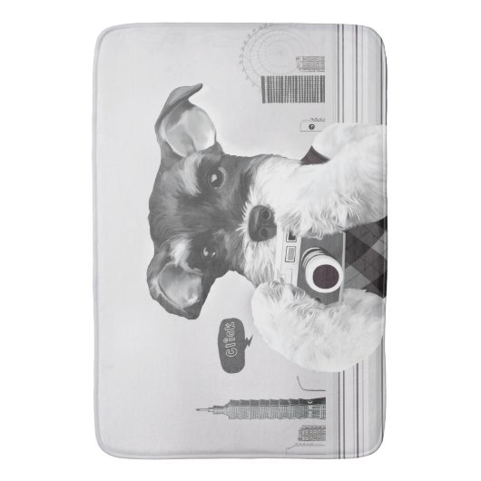 Schnauzer met camera badmat (Voorkant Verticaal)