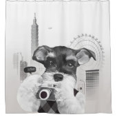 Schnauzer met camera douchegordijn (Voorkant)