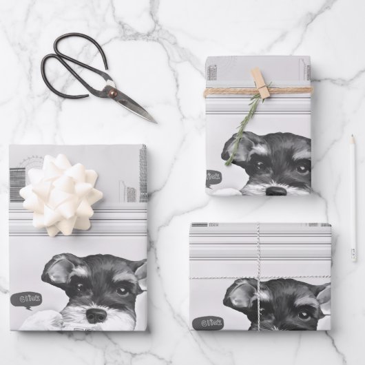 Schnauzer met camera inpakpapier vel (Voorkant)