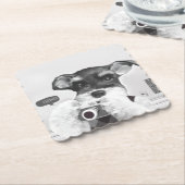 Schnauzer met camera kartonnen onderzetters (Gebogen)