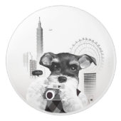 Schnauzer met camera keramische knop (Voorkant)