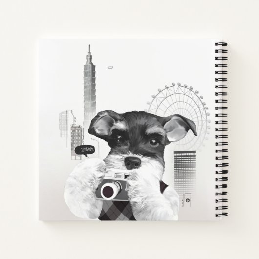 Schnauzer met camera notitieboek (Achterkant)