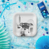 Schnauzer met camera papieren bordje (Feest)