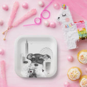 Schnauzer met camera papieren bordje (Feest)