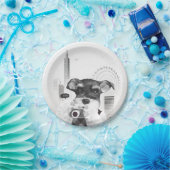 Schnauzer met camera papieren bordje (Feest)