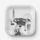 Schnauzer met camera papieren bordje (Voorkant)