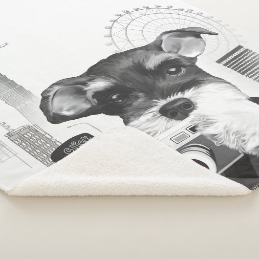 Schnauzer met camera sherpa deken (3/4)