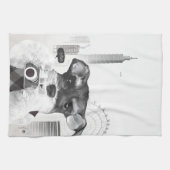 Schnauzer met camera theedoek (Horizontaal)