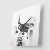 Schnauzer met camera vierkante klok (Hoek)