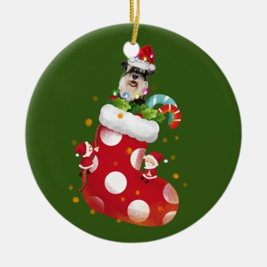 Schnauzer met contactdoos keramisch ornament (Voorkant)