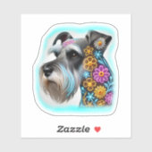 Schnauzer met Flowers Sticker (Vel)