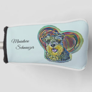 Schnauzer met hart Glas in lood Golfheadcover