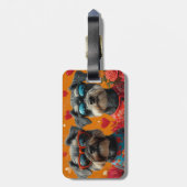 Schnauzer met Hart Rozen Valentijnsdag Bagagelabel (Achterkant verticaal)