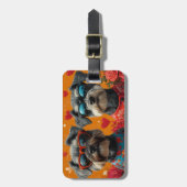 Schnauzer met Hartrozen Valentijnsdag Bagagelabel (Voorkant verticaal)