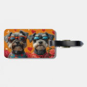 Schnauzer met Hartrozen Valentijnsdag Bagagelabel (Achterkant horizontaal)