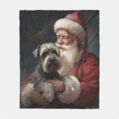 Schnauzer met Kerstman Feestelijke Kerstmis Fleece Deken (Voorkant)