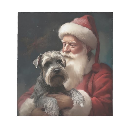 Schnauzer met Kerstman Feestelijke Kerstmis Notitieblok (Voorkant)