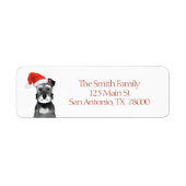 Schnauzer met Kerstman Hoed Kerst Retouradres Etiket (Voorkant)
