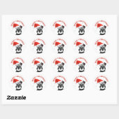 Schnauzer met Kerstman Hoed Kerstmis Ronde Sticker (Vel)