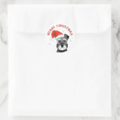Schnauzer met Kerstman Hoed Kerstmis Ronde Sticker (Tas)