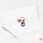 Schnauzer met Kerstman Hoed Kerstmis Ronde Sticker (Envelop)