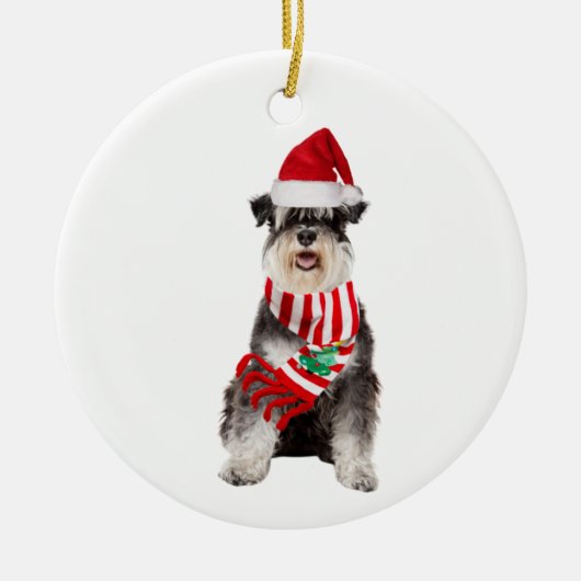 Schnauzer met kerstmis met Pet Keramisch Ornament (Voorkant)