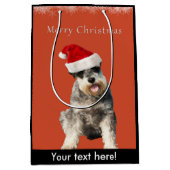 Schnauzer met kerstpet medium cadeauzakje (Voorkant)
