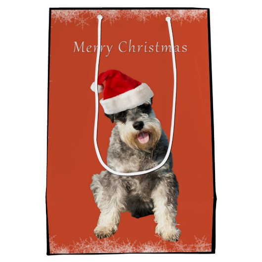Schnauzer met kerstpet medium cadeauzakje (Achterkant)