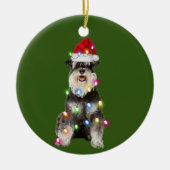 Schnauzer met kerstscafts Santa Hat Keramisch Ornament (Voorkant)