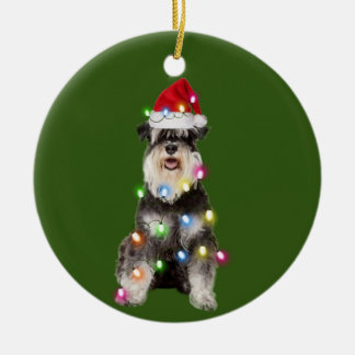 Schnauzer met kerstscafts Santa Hat Keramisch Ornament
