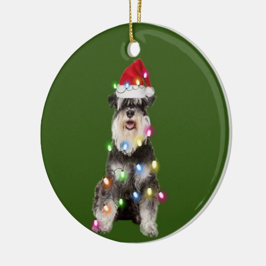 Schnauzer met kerstscafts Santa Hat Keramisch Ornament (Links)