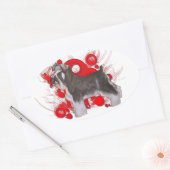 Schnauzer met rode cirkels ovale sticker (Envelop)