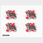 Schnauzer met rode cirkels ovale sticker (Vel)