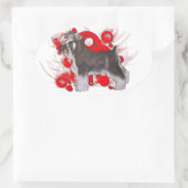 Schnauzer met rode cirkels ovale sticker (Tas)
