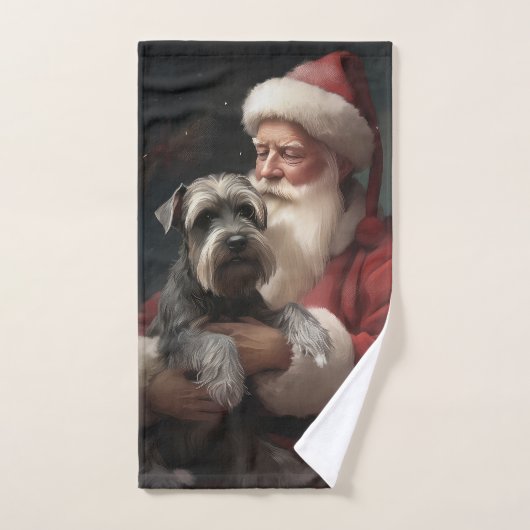 Schnauzer met Sinterklaas Feestelijke Kerstmis Bad Handdoek (Handdoek)