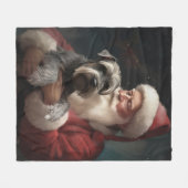 Schnauzer met Sinterklaas Feestelijke Kerstmis Fleece Deken (Voorkant (Horizontaal))