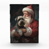 Schnauzer met Sinterklaas Feestelijke Kerstmis Fotoblokken (Voorkant)